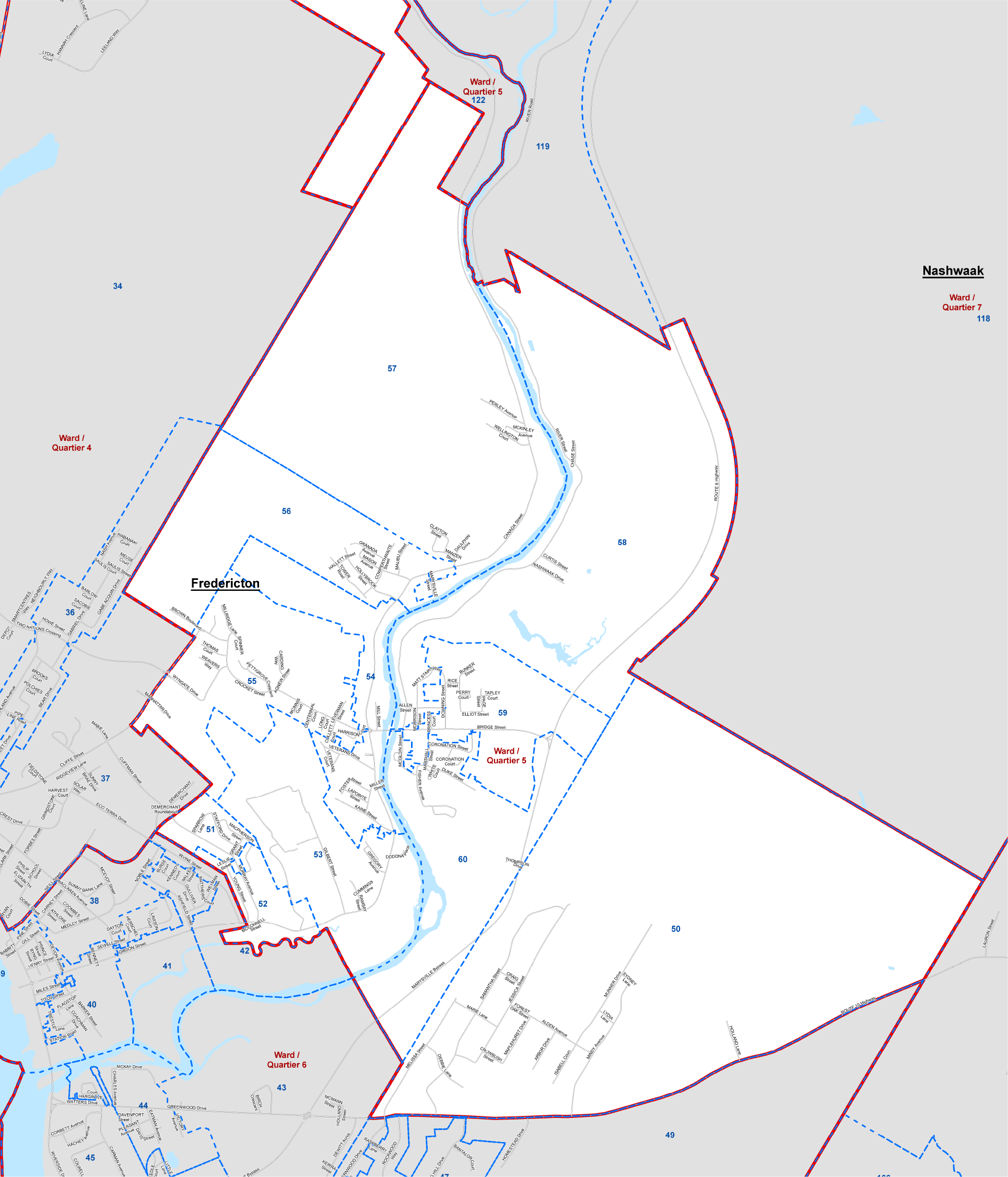 A map of Ward 5 in Fredericton
